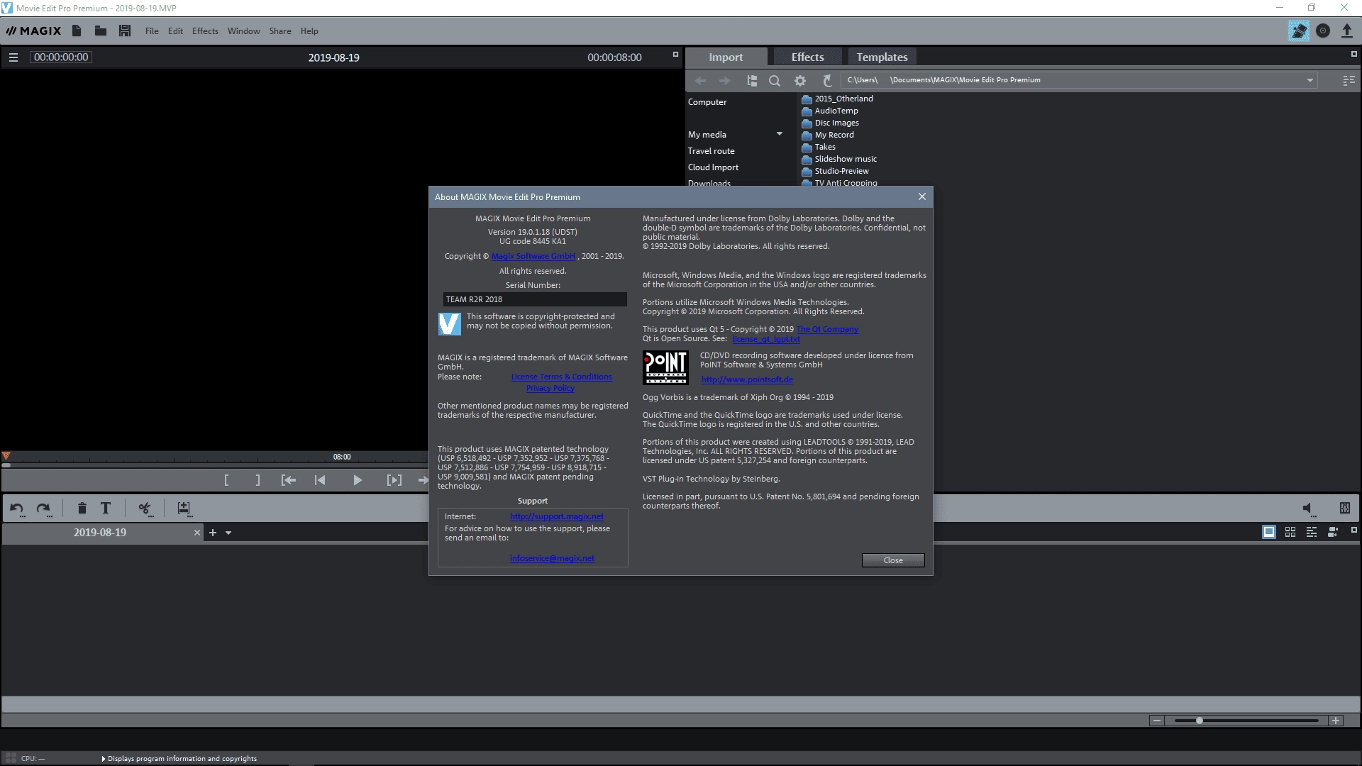 Активация MAGIX Movie Edit Pro Premium 19.0.2.58