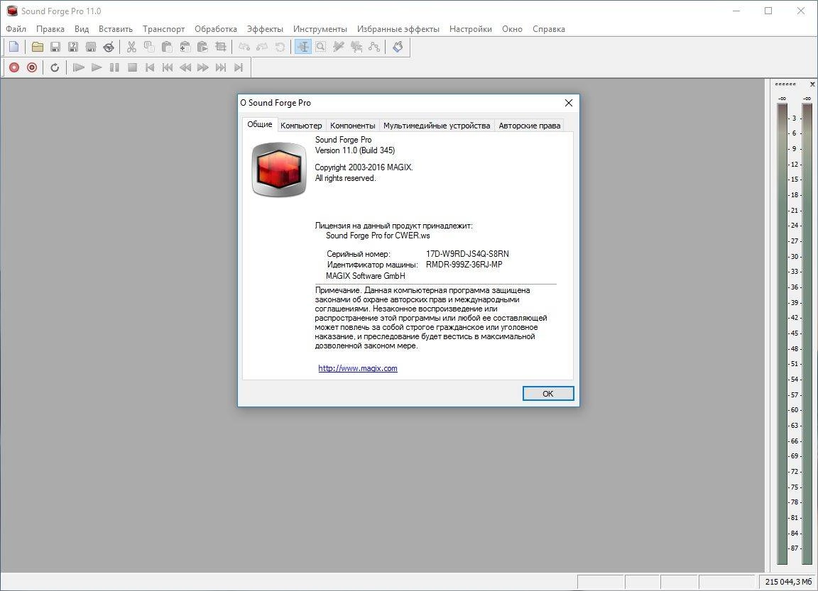 Активация MAGIX Sound Forge Pro 11.0 Build 345 RePack by elchupakabra