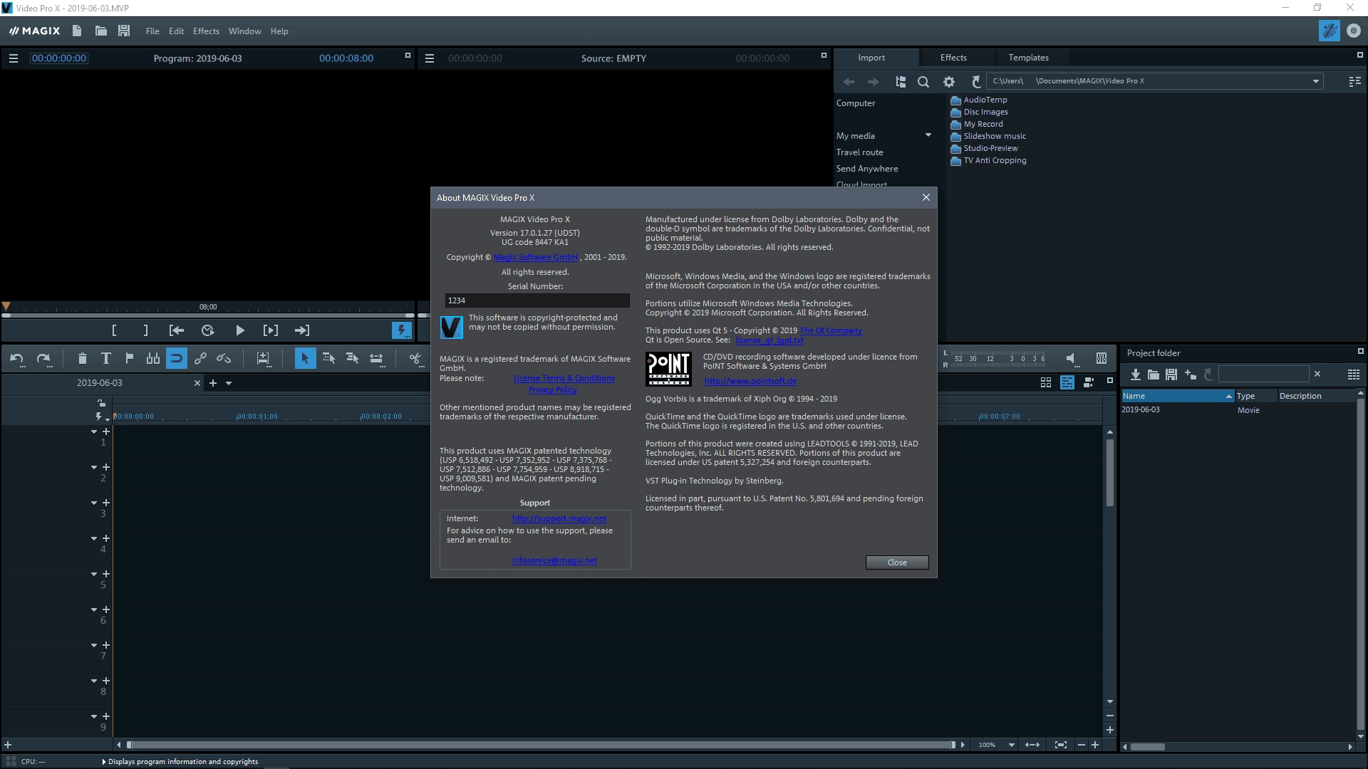 Активация MAGIX Video Pro X11 17.0.3.68