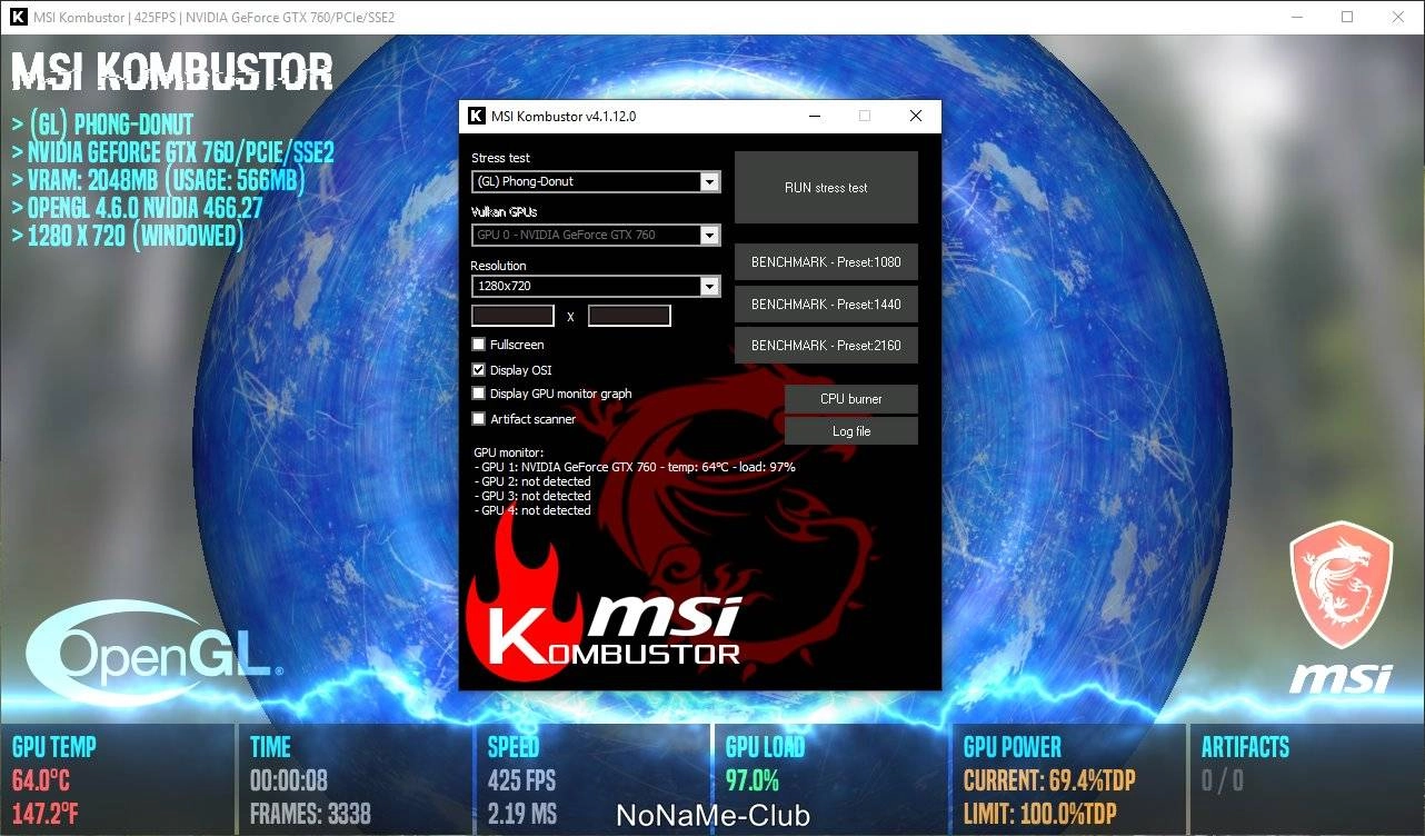 Активация MSI Kombustor 4.1.29.0