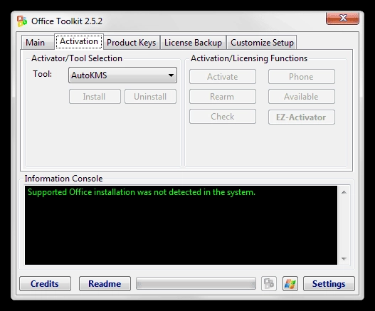 Активация Microsoft Toolkit 2.5.2 Stable