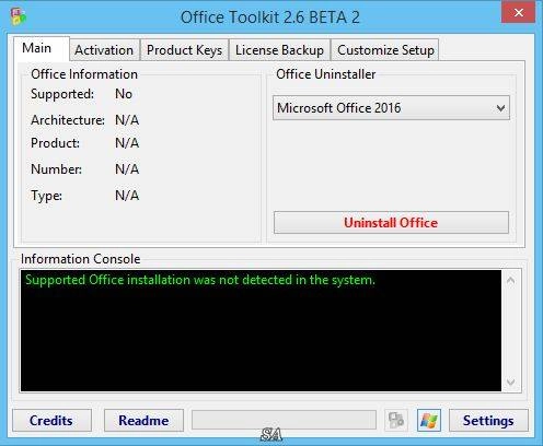 Активация Microsoft Toolkit 2.6 Beta 2