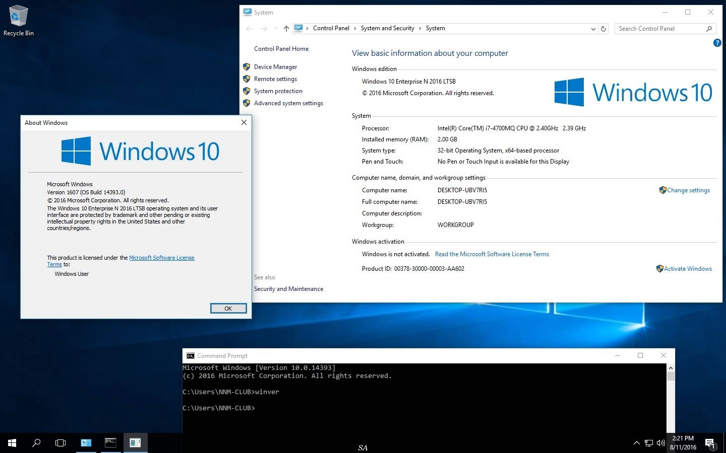 Активация Microsoft Windows 10 Enterprise N LTSB 10.0.14393 Version 1607 - Оригинальные образы от Microsoft MSDN