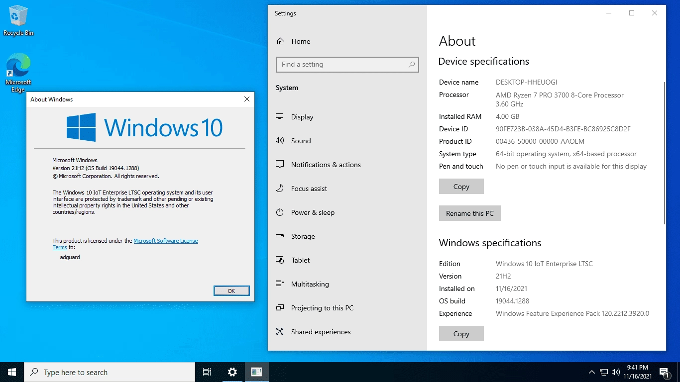 Активация Microsoft Windows 10 IoT Enterprise LTSC , Version 21H2 - Оригинальные образы от Microsoft MSDN
