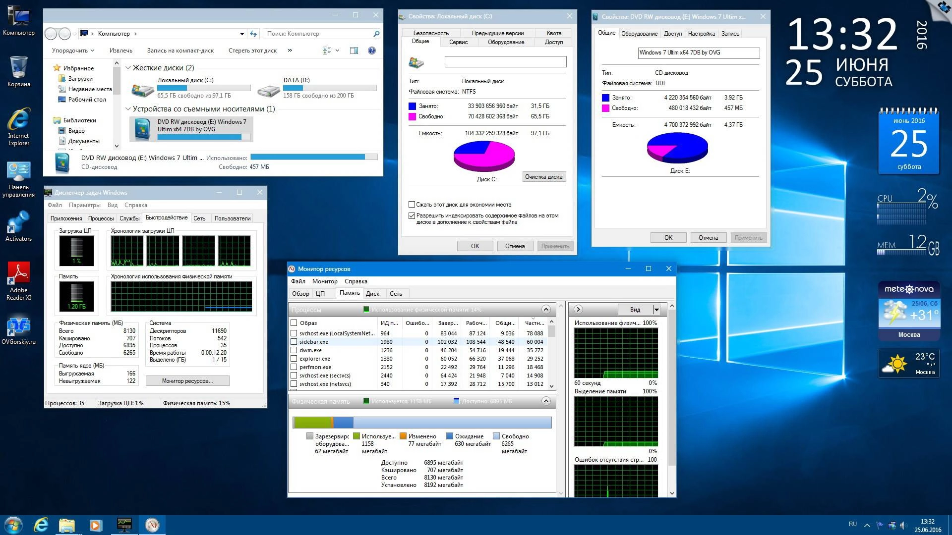 Активация Microsoft Windows 7 Ultimate Ru x64 SP1 7DB by OVGorskiy® 06.2016