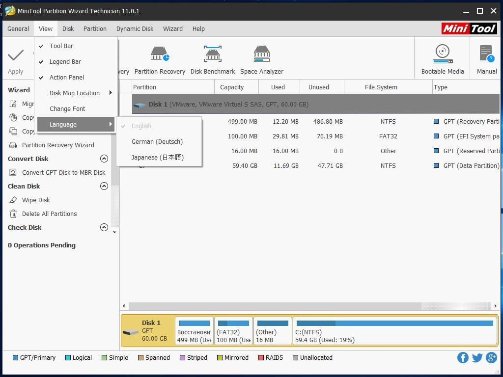 Активация MiniTool Partition Wizard 11.0.1 Technician + BootCD