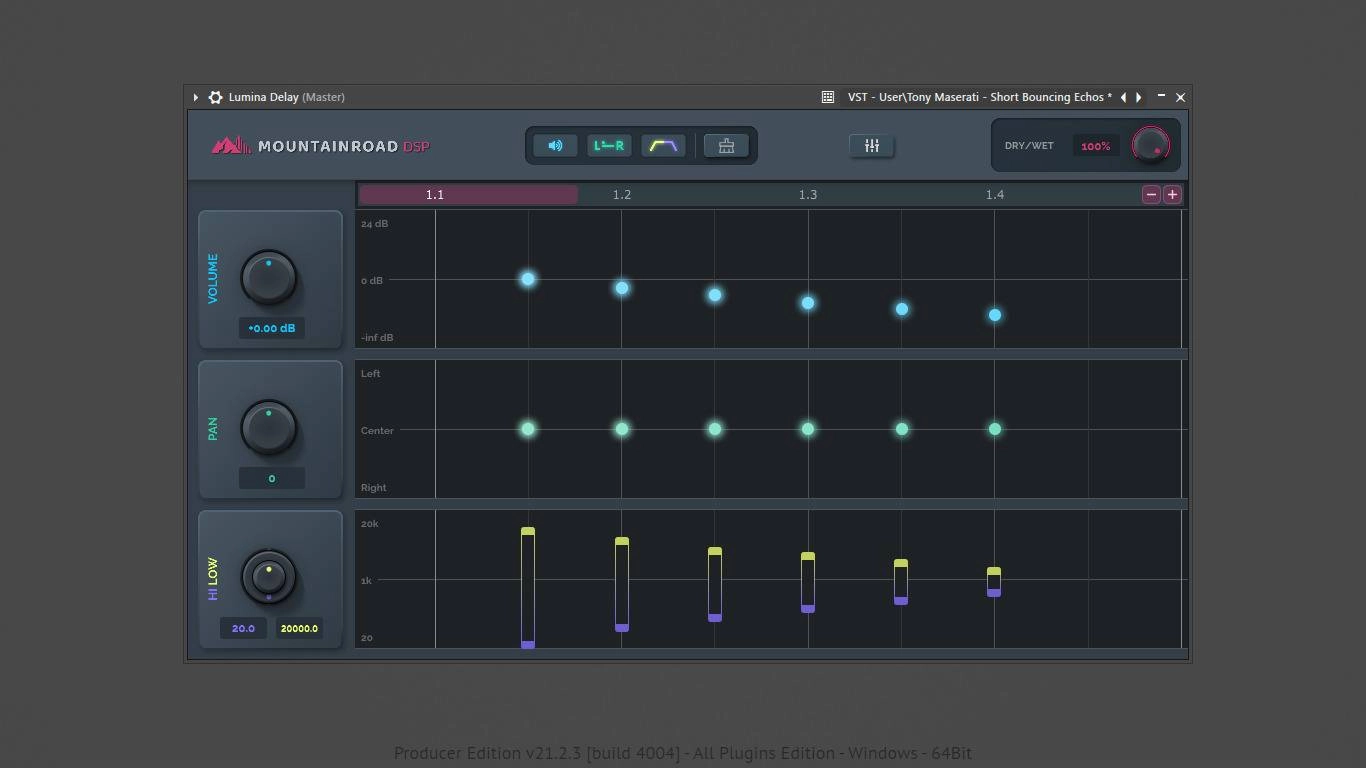 Активация Mountainroad DSP - Lumina Delay 2.0.0.289 VST 3, AAX RePack by MOCHA