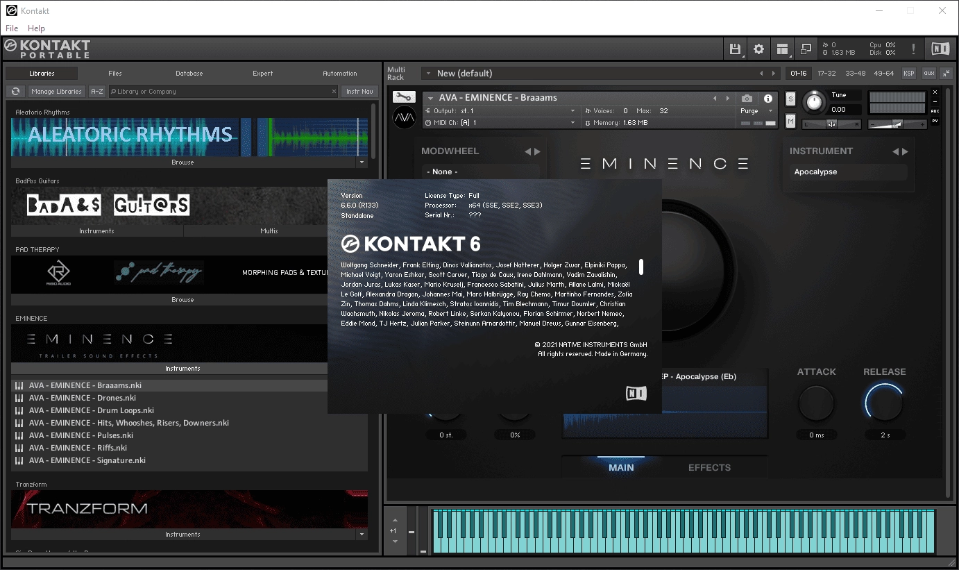 Активация Native Instruments - Kontakt 6.7.1 STANDALONE, VSTi, VSTi3, AAX Portable by vkDanilov