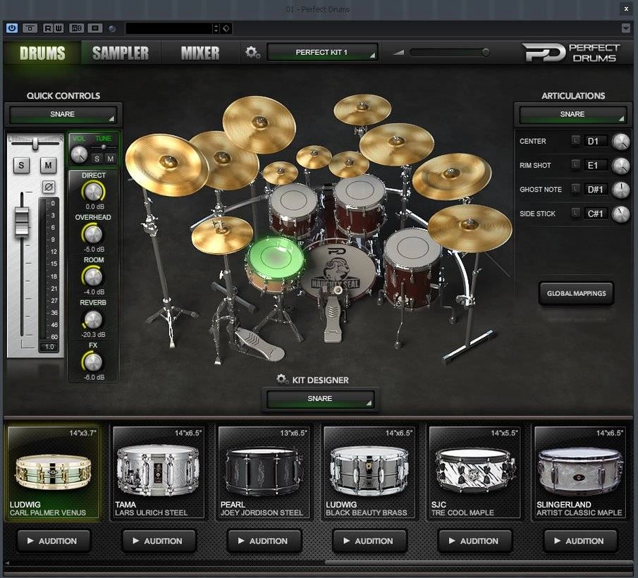 Активация Naughty Seal Audio - Perfect Drums 1.6.0 STANDALONE, VSTi, VSTi3, AAX, WIN.OSX x64