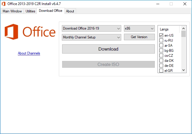 Активация Office 2013-2019 C2R Install + Lite 7.07 b12 Portable by Ratiborus