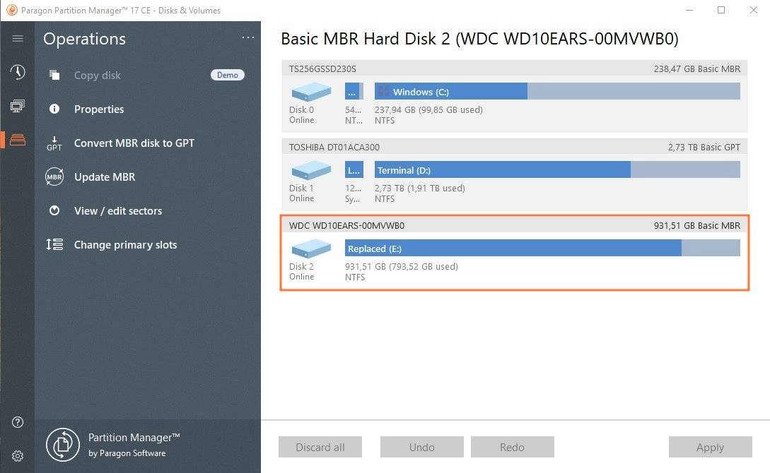 Активация Paragon Partition Manager 17.9.1 CE