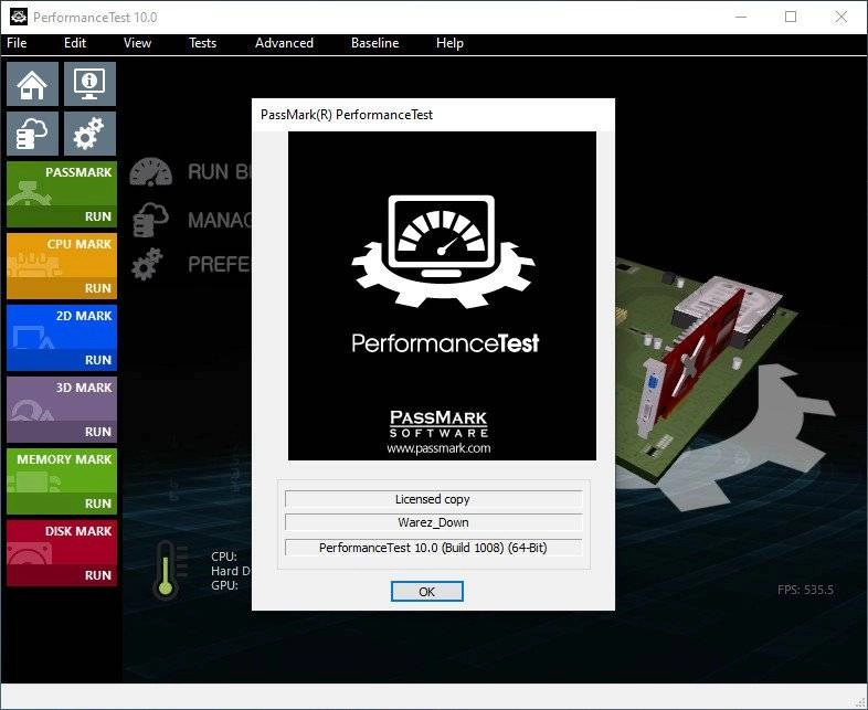 Активация PassMark PerformanceTest 10.0 Build 1008
