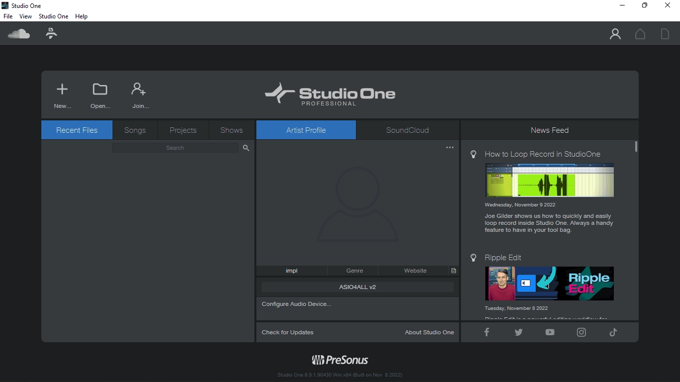 Активация PreSonus Studio One 6 Professional 6.5.2