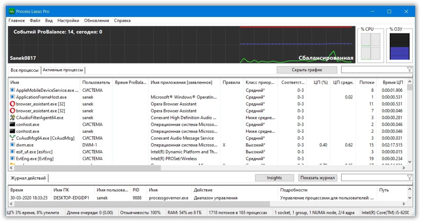 Активация Process Lasso Pro 10.4.5.28