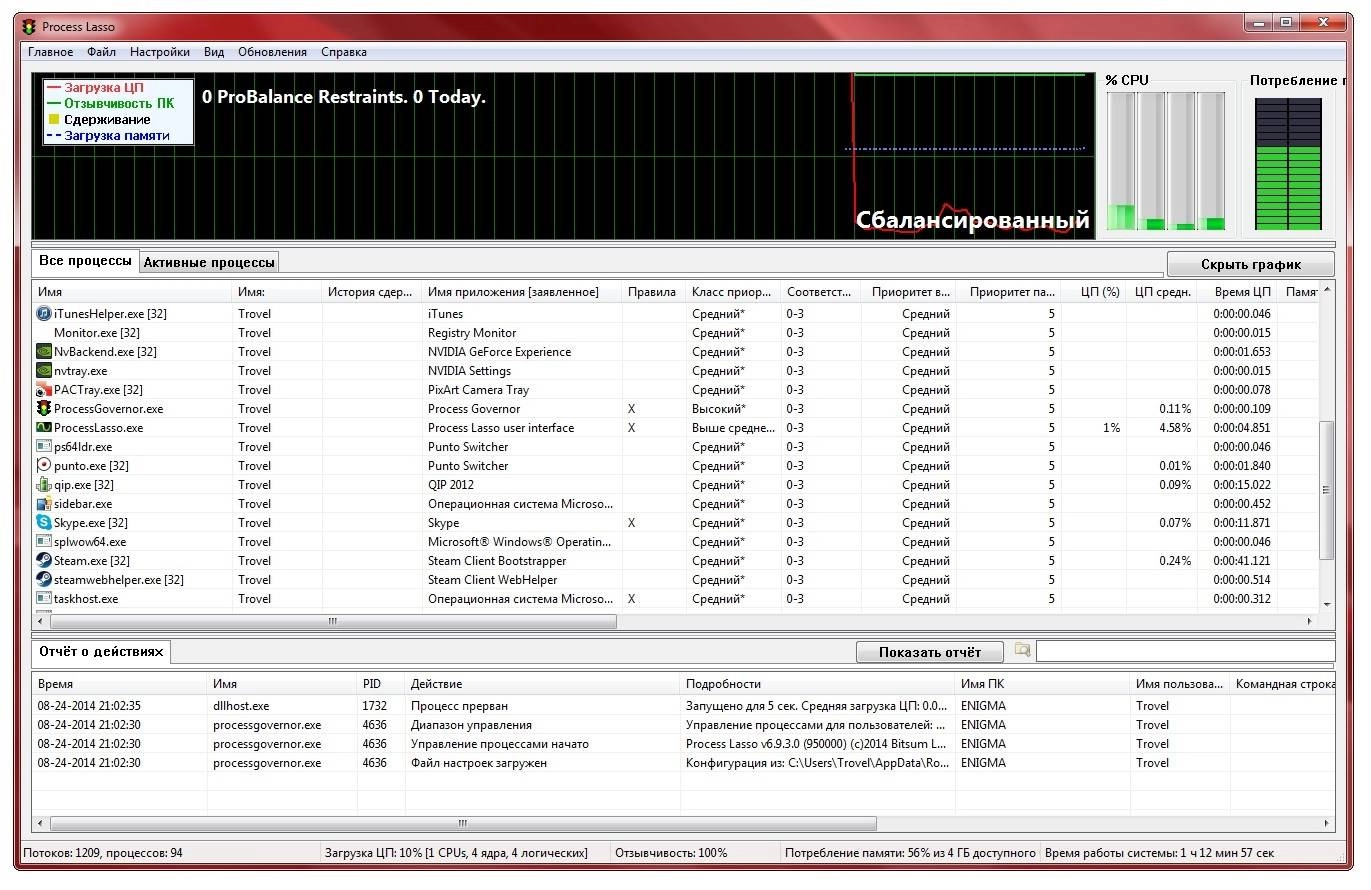 Активация Process Lasso Pro 6.9.3.0 Final RePack by D!akov
