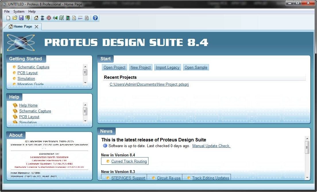 Активация Proteus 8 Professional 8.4 SP0 Build 21079