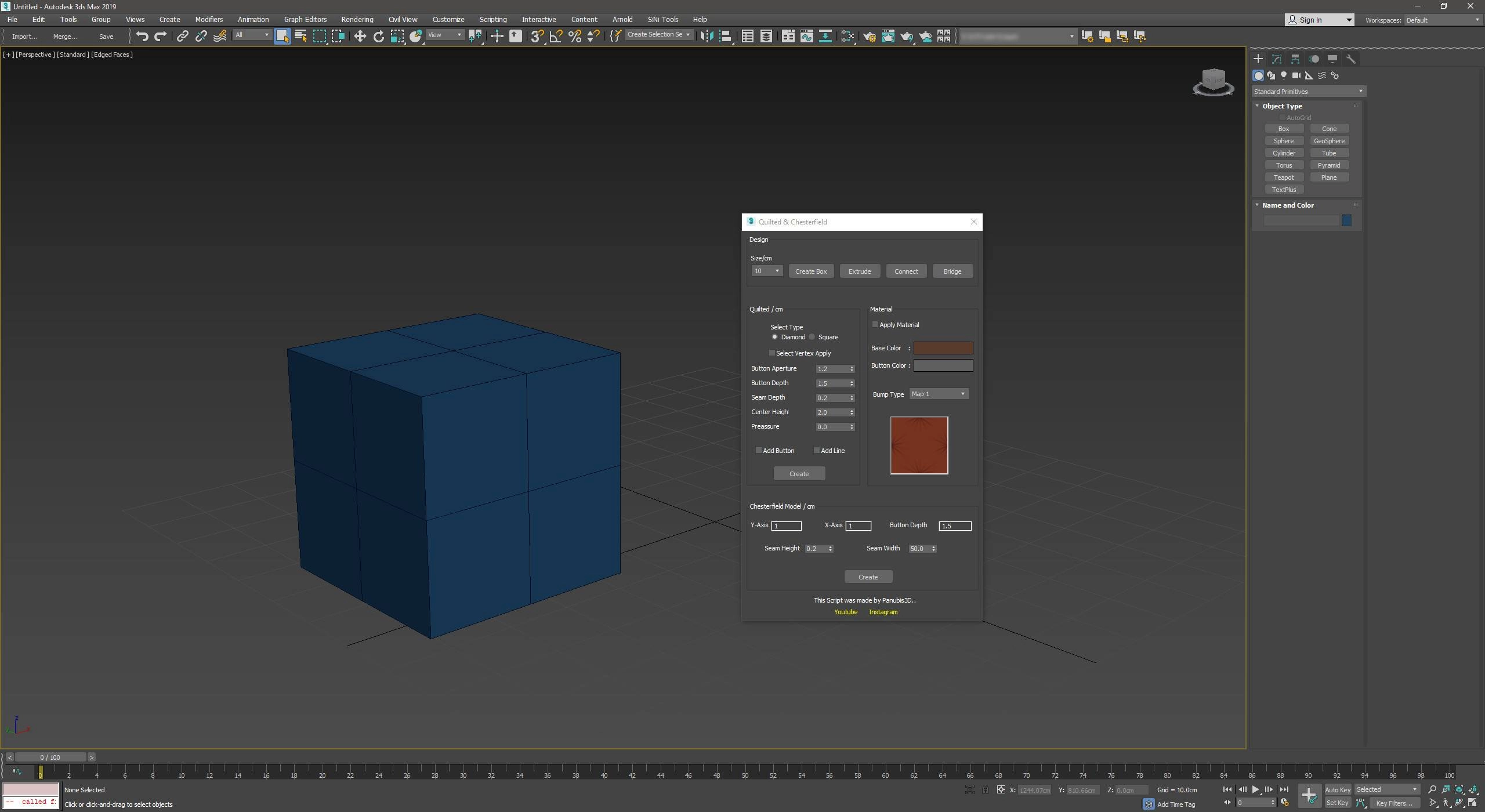 Активация Quilted & Chesterfield script 1.0 for 3ds Max 2013-2021