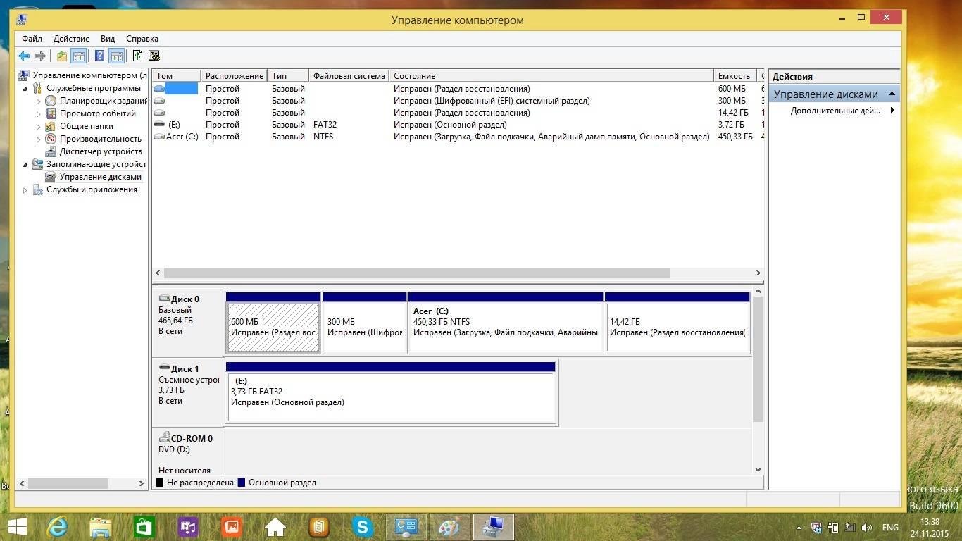 Активация Recovery USB-flash for Acer Aspire E5-573 / Windows 8.1