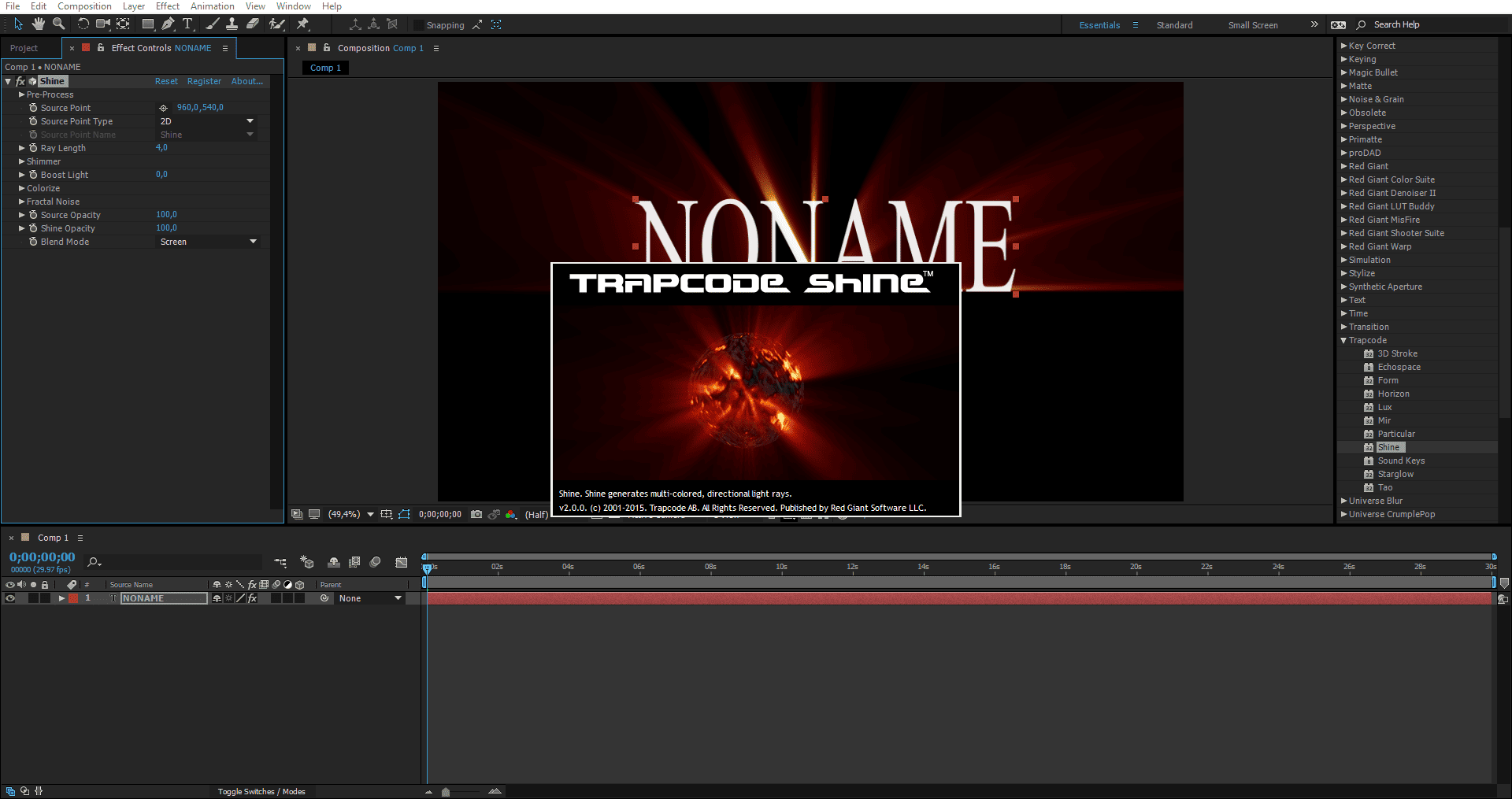 Активация Red Giant Trapcode Suite 13.0.1