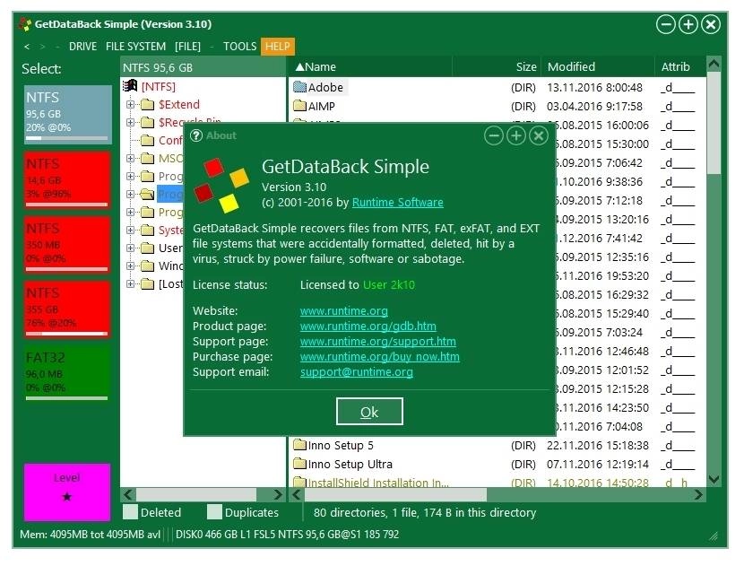 Активация Runtime GetDataBack Simple 3.10 Portable by PortableAppZ