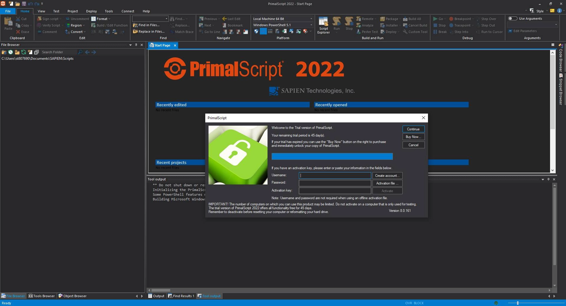 Активация SAPIEN PrimalScript v8.0.161