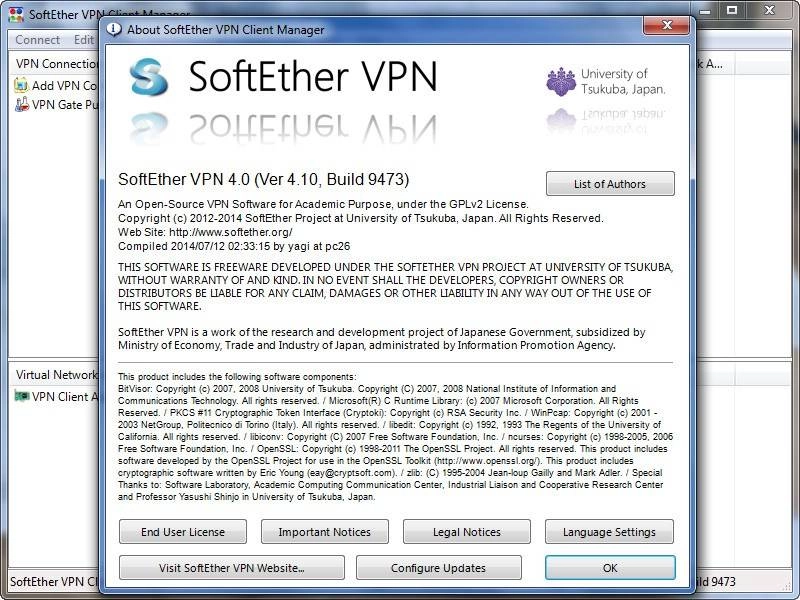 Активация SoftEther VPN 4.10 Build 9473 Beta