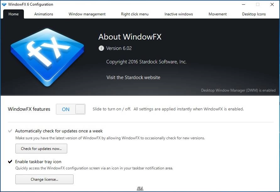 Активация Stardock WindowFX 6.02