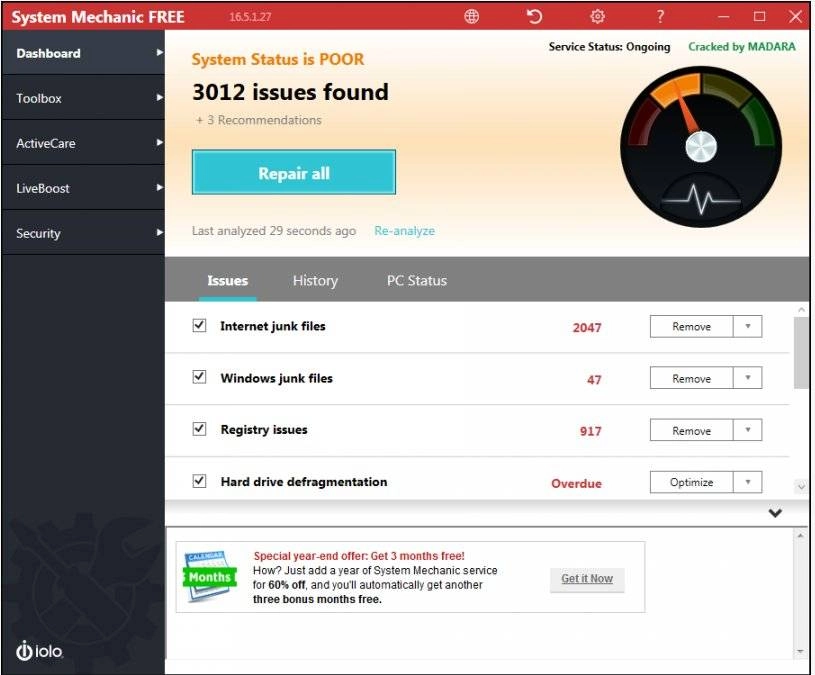 Активация System Mechanic 16.5.1.27