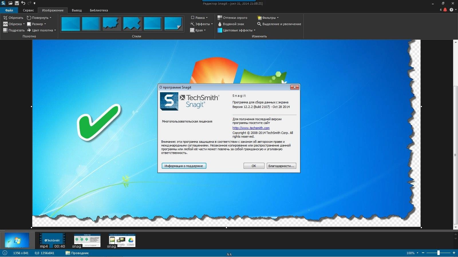 Активация Techsmith Snagit 12.2.2 Build 2107 RePack by KpoJIuK