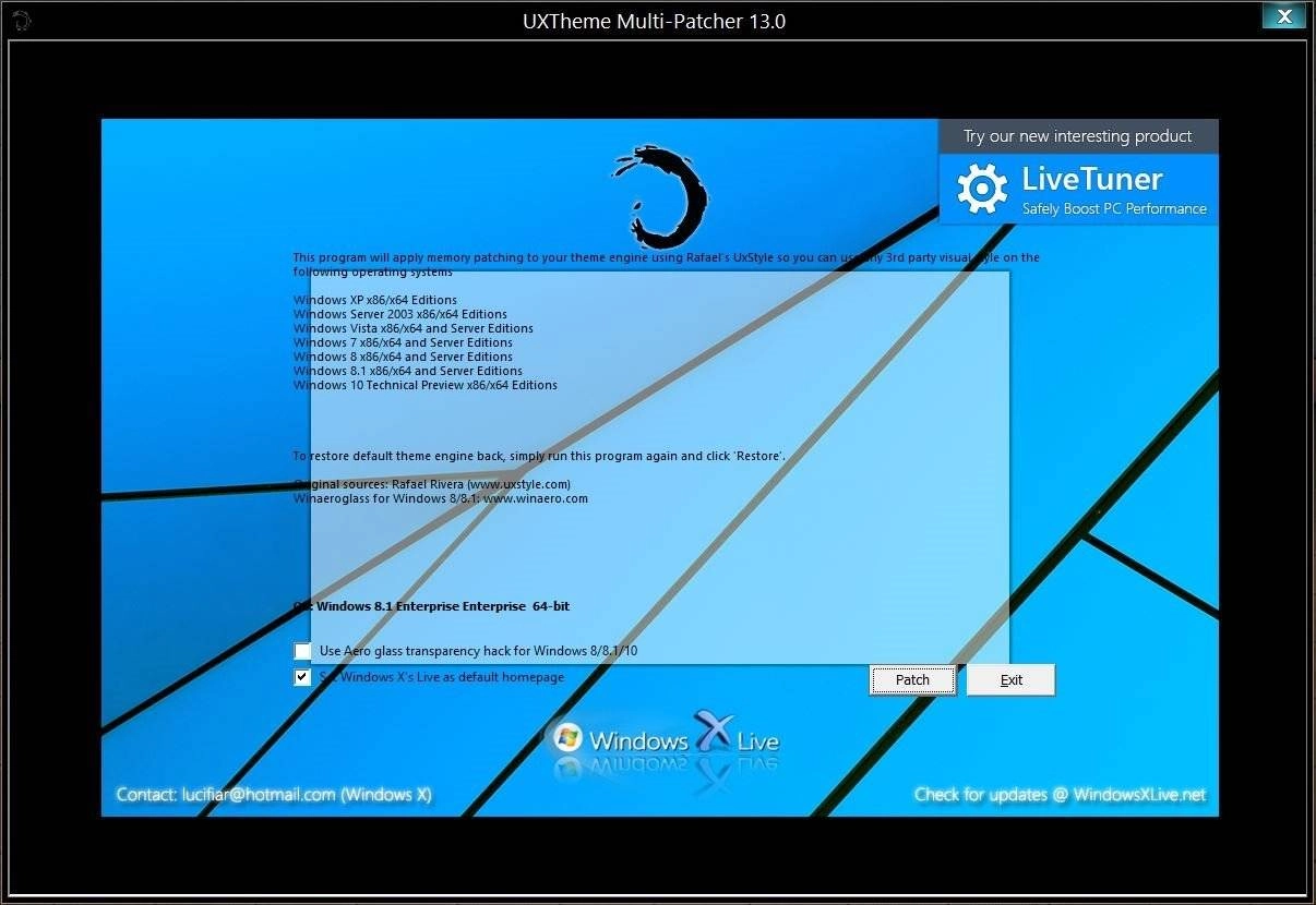 Активация UXTheme Multi-Patcher 13.0
