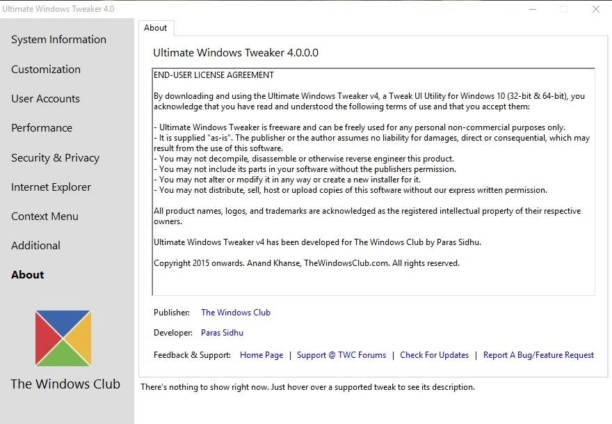 Активация Ultimate Windows Tweaker 4.0.0.0 Portable