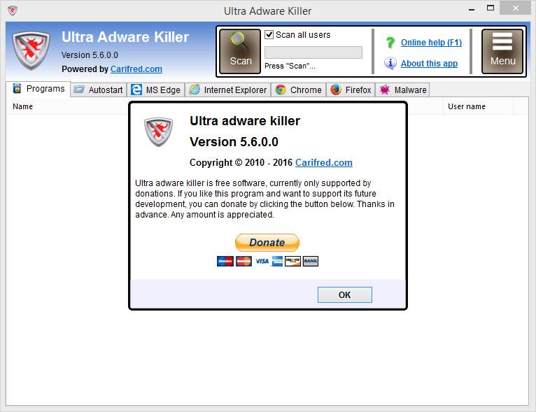 Активация Ultra Adware Killer 6.1.0.0