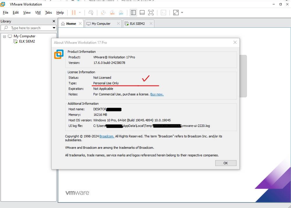 Активация VMWare Workstation Pro for Personal Use 17.6.0
