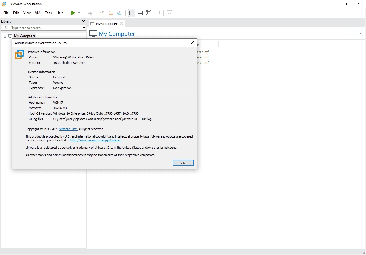 Активация VMware Workstation Pro 16.0.0 Build 16894299