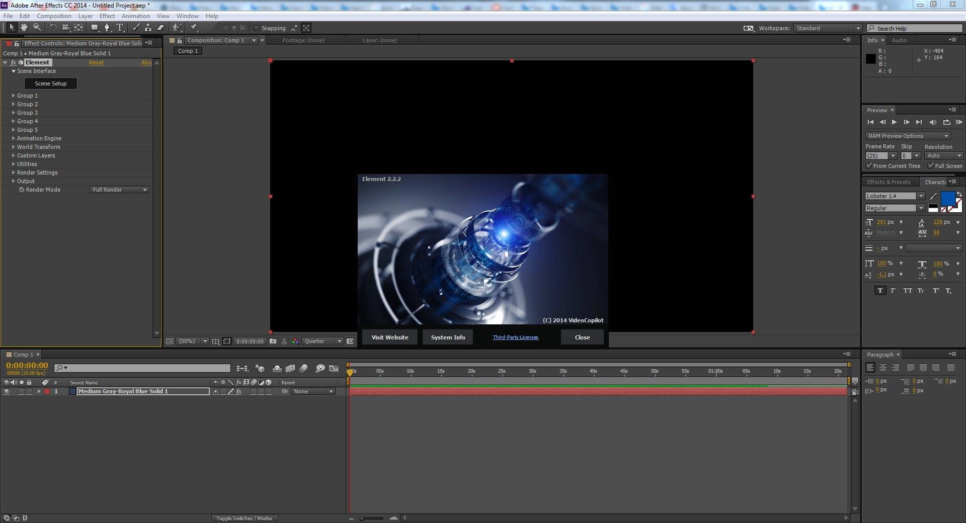 Активация Video Copilot Element - Element 3D 2.2.2.2147