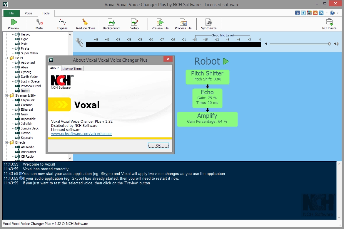 Активация Voxal Voice Changer Plus 1.32