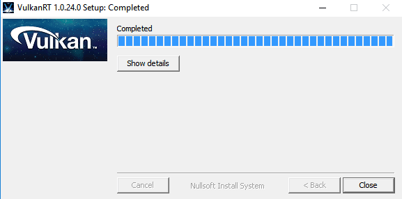 Активация Vulkan Run Time Libraries 1.0.24.0