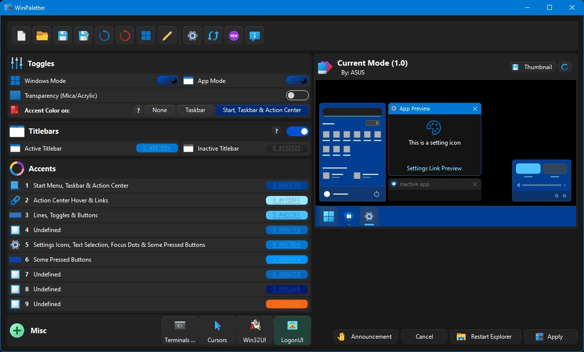 Активация WinPaletter v1.0.9.3 Standalone