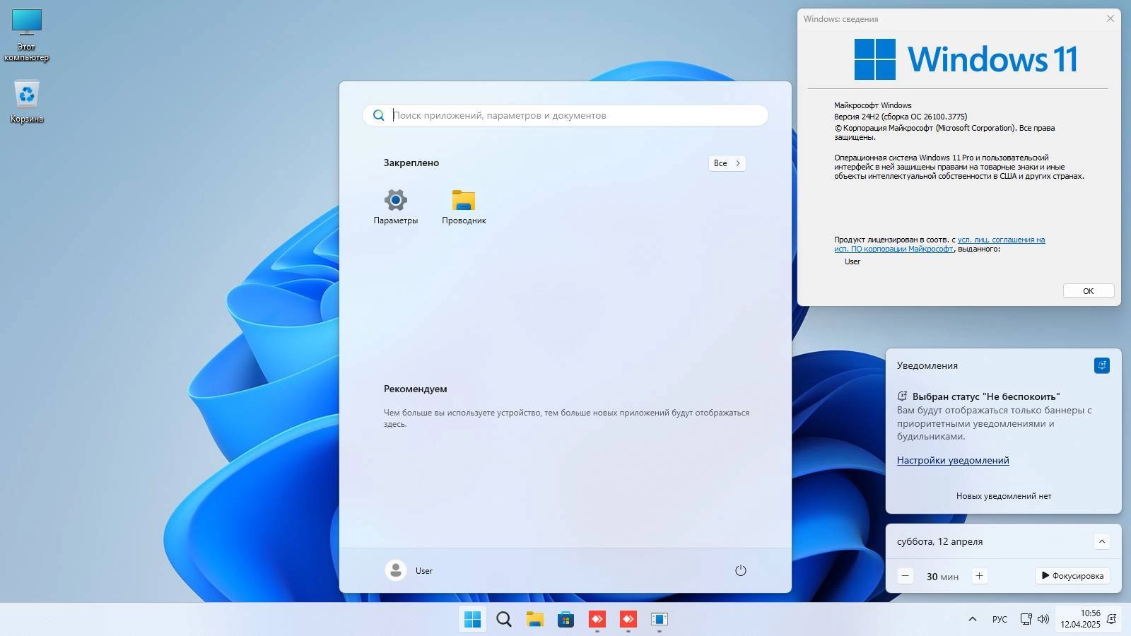 Активация Windows 11 Pro VL x64 24Н2 by ivandubskoj 12.04.2025