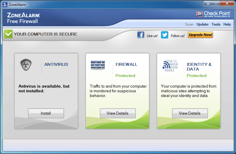 Активация ZoneAlarm Free Firewall 15.4.260.17960