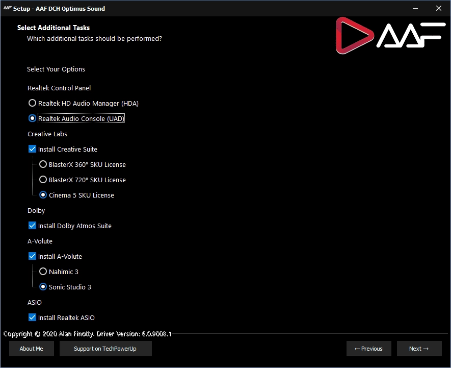 Как пользоваться AAF DCH Optimus Sound 6.2329.9403 Realtek Mod by AlanFinotty