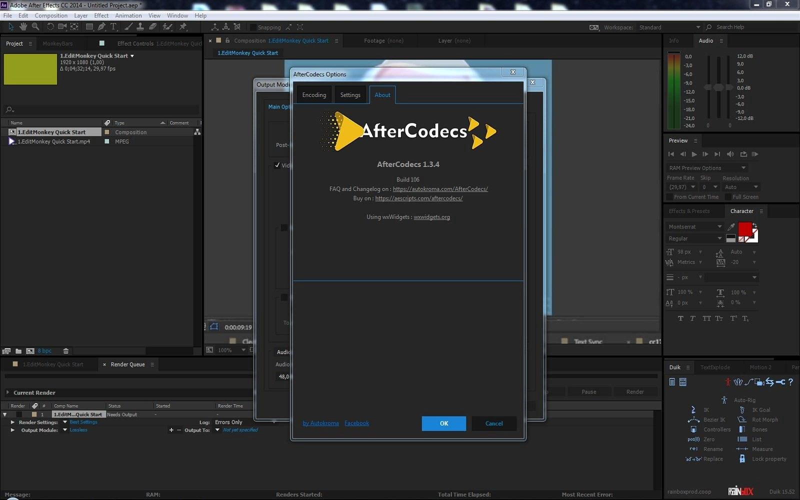 Как пользоваться AEscripts - AfterCodecs v1.3.4