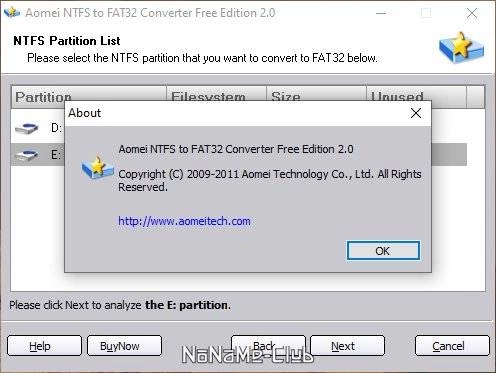 Как пользоваться AOMEI NTFS to FAT32 Converter 2.0 Free