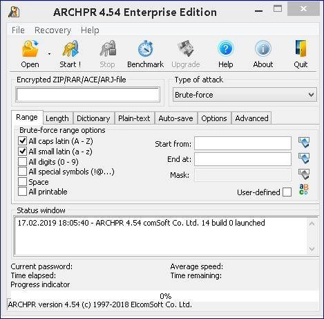 Как пользоваться Advanced Archive Password Recovery Enterprise Edition 4.54.110