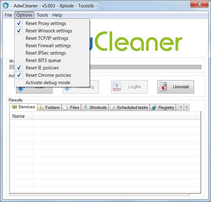 Как пользоваться AdwCleaner 5.003 Portable