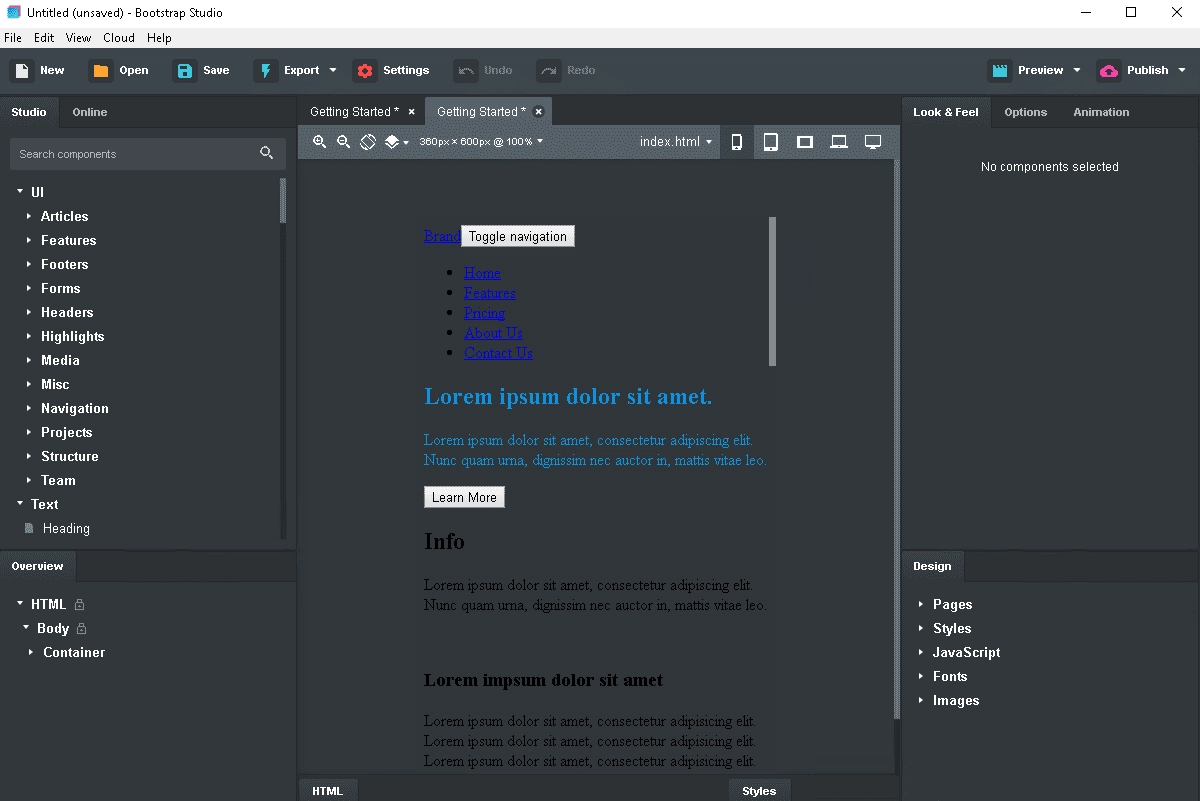 Как пользоваться Bootstrap Studio 6.4.0 RePack by xetrin