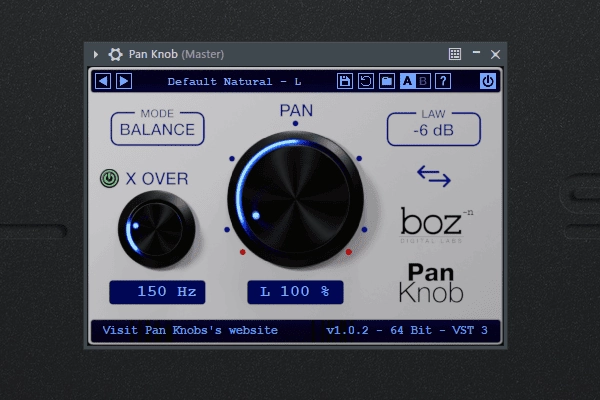 Как пользоваться Boz Digital Labs - Pan Knob 1.0.2 VST, VST3, AAX