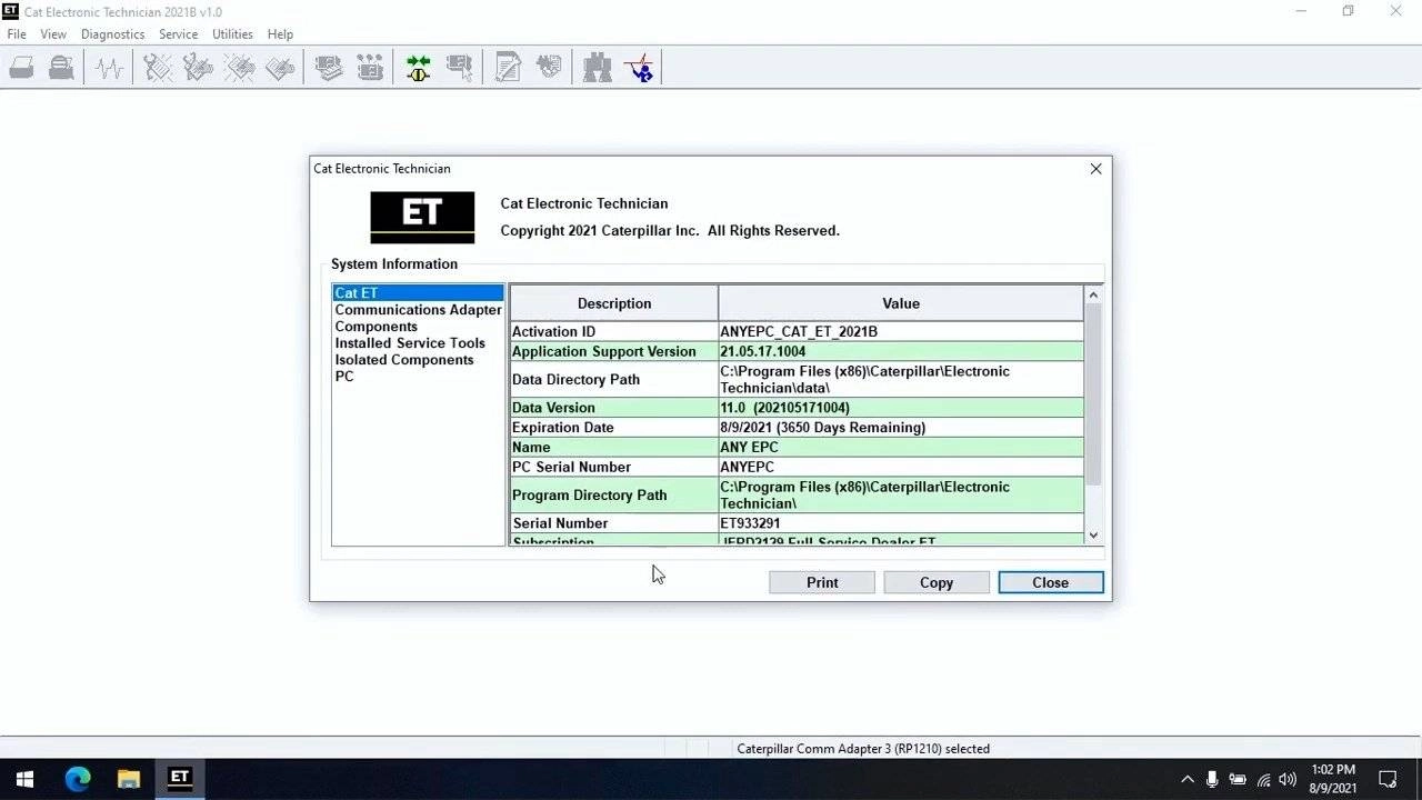 Как пользоваться Caterpillar Electronic Technician 2021B
