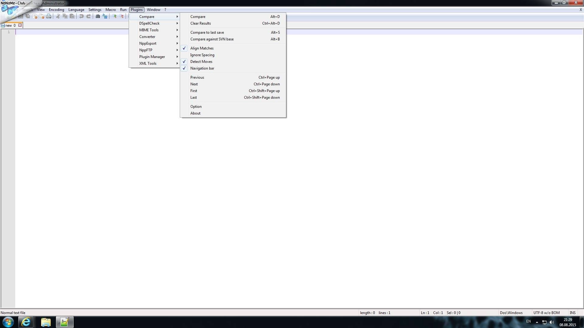 Как пользоваться Compare Plugin for Notepad++ 1.5.6.2