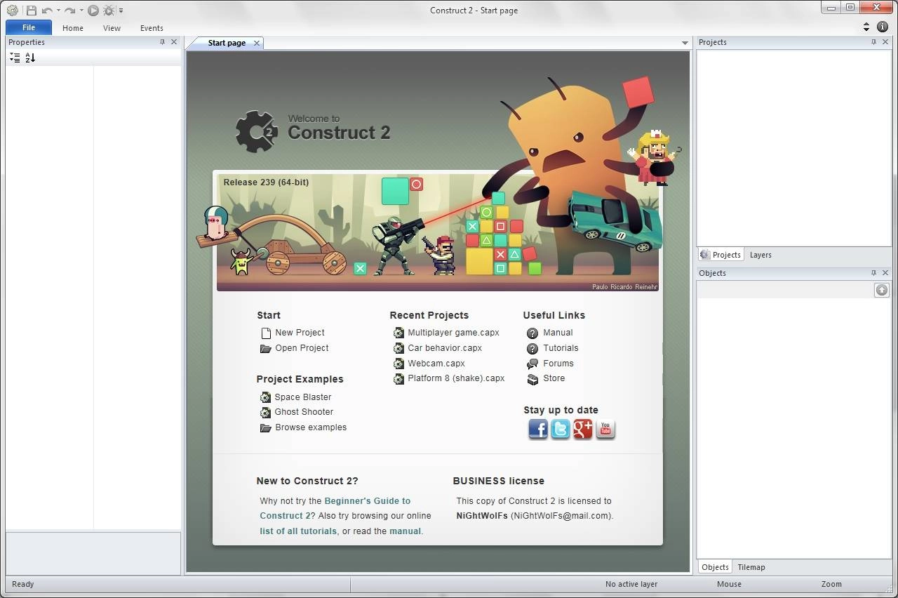 Как пользоваться Construct 2 Business Edition r239 Stable